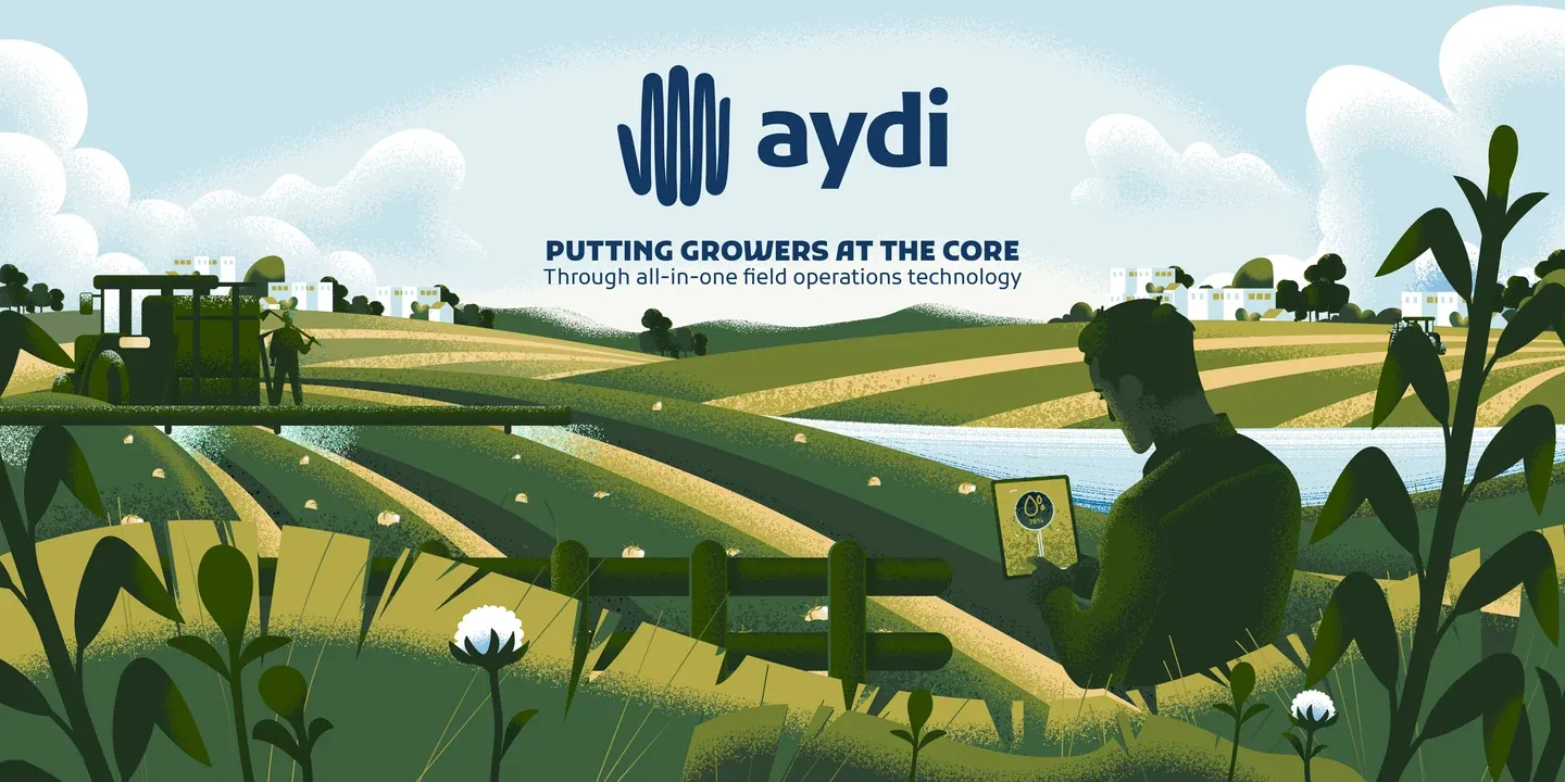 Aydi landscape artwork with people and green scenery