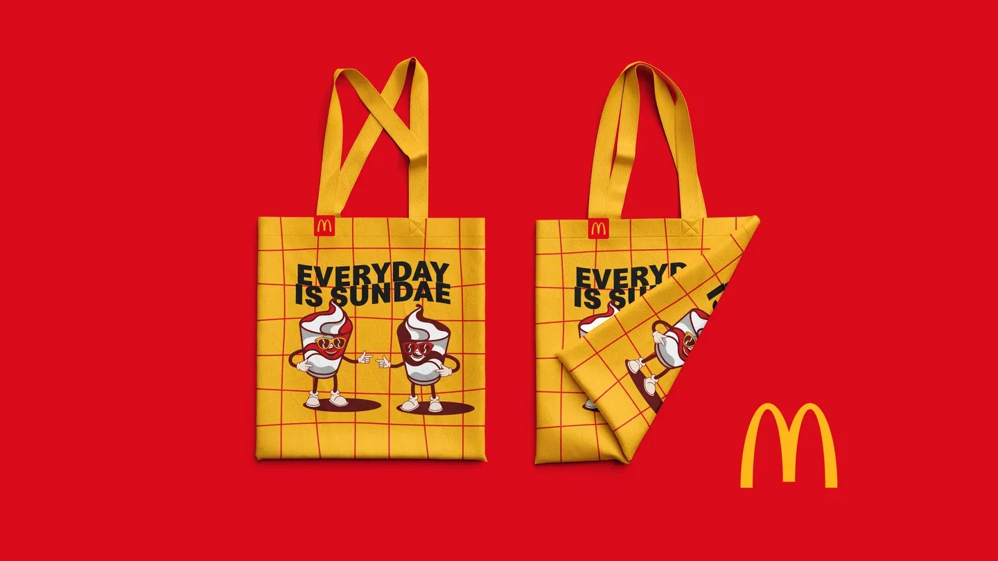 Red McDonald’s tote-bag mockups