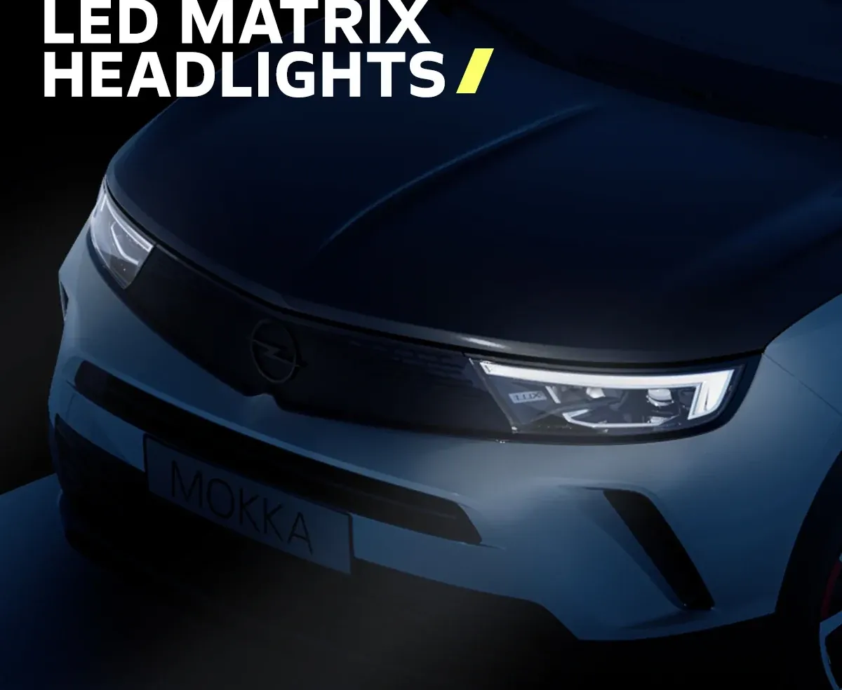 Opel Mokka headlight technology artwork in blue